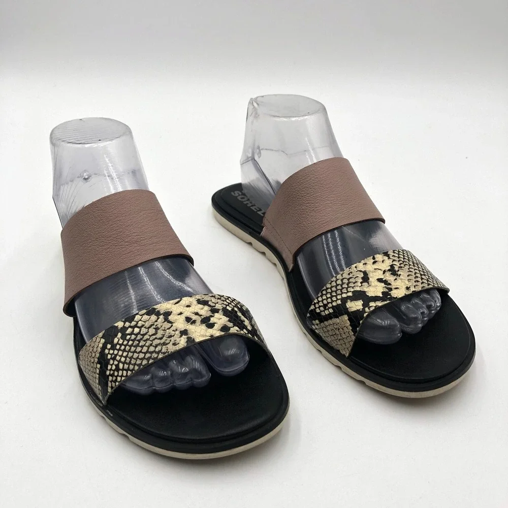 Sorel Ella II Slide Sandals‎ Women's 8 Mauve Pink Leather Slip On Comfort Shoes